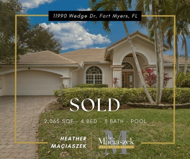 #JustSold in Gateway Greens 🏡🌞 This Beautiful Pool Home on a corner lot with Large Screened Lanai and New Tile Roof (2020) just closed for $505,000. Congratulations to our seller on the closing of this 4 Bedroom, 2 Bathroom, Corner Lot Pool Home.

11990 Wedge Dr, Fort Myers, FL 33913
View Property Tour - https://buff.ly/3OISKaT

Need help selling your home call The Maciaszek Real Estate Agency today at 239-851-7653.
#SWFLRealEstate #Sold #FortMyers #Realtor #FortMyersRealEstate #FortMyersRealtor #SWFLRealtor #Gateway