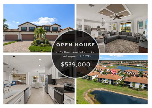 #OpenHouse ❤🏠 This Saturday, May 10th, from 12PM-3PM Check out this Immaculately designed open floor plan that boasts generous living space, perfect for everyday living! 

The home features stunning high ceilings, crown molding, designer lighting, shiplap walls, tongue & groove tray ceilings and wainscoting, creating a warm atmosphere throughout. The expansive kitchen island is adorned with luxurious quartz countertops. A built-in coffee and wine bar with wine cooler, along with a spacious walk-in pantry, seamlessly blends practicality with elegance. The lanai, overlooking a serene lake view, serves as a tranquil oasis for enjoying breathtaking sunsets. The luxurious primary suite includes his and her walk-in closets, providing plenty of wardrobe space, while dual vanities and a generous shower complete this exquisite retreat. The secondary bedrooms are also enormous and feature walk-in closets. There’s no shortage of storage, including below the staircase. The attached two-car garage, with an additional tandem third bay, offers versatility for a golf cart or even more storage.

12035 Hawthorn Lake Drive #201, Fort Myers, FL 33913
View Property - https://buff.ly/xcaGV6Y

Call The Maciaszek Real Estate Agency at 239-851-7653 for more details.
#SWFLRealEstate #FortMyers #Realtor #FortMyersRealEstate #FortMyersRealtor #SWFLRealtor