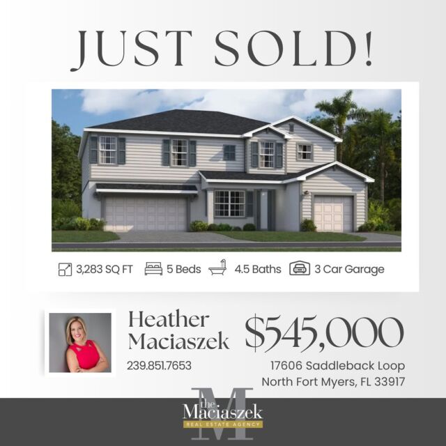 #SOLD 🎉🍾 This New Construction Sorrento Model Pool Home by Lennar just sold Located in the new Bayshore Ranch community of North Fort Myers. 
Congratulations to our buyers on the purchase of their new home! We hope you and the family, love your new Florida pool home!

A wonderful job by our agents, Sabrina & Warren Sanford, on helping guide these lovely buyers through the process of finding their dream new home.

Call The Maciaszek Real Estate Agency at 239-851-7653 for help buying new construction or a resale home.
#SWFLRealEstate #FortMyers #Realtor #FortMyersRealEstate #FortMyersRealtor #SWFLRealtor #Closed #JustSold