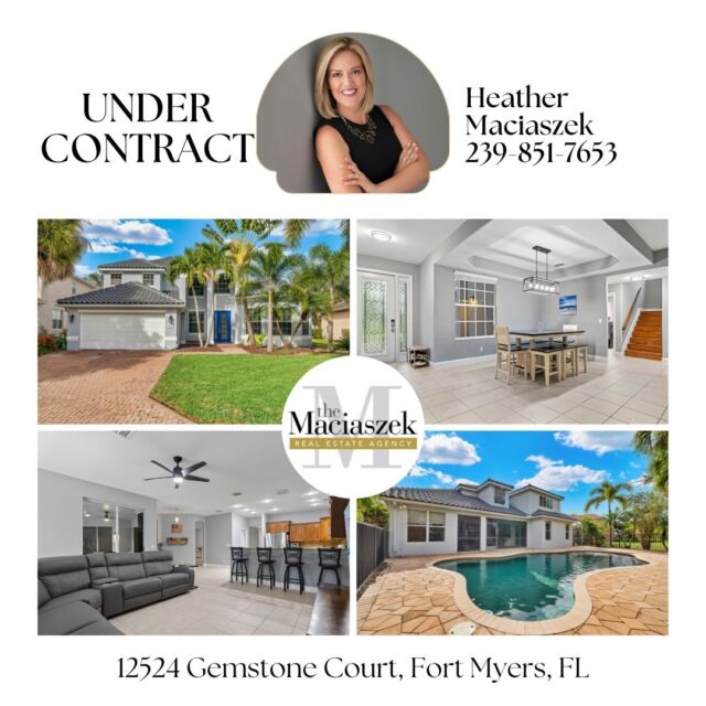 #UnderContract This wonderful home at 12524 Gemstone Court in Stoneybrook at Gateway is pending! Congratulations to our sellers, looking forward to a successful closing.

Home includes 5 Bedrooms, Den, Loft, 2.5 Baths, 3,724 sq. ft. of living area, a 2-Car Garage and over 6,000 sq. ft. of total area in this expansive estate. This property features over $100k in recent upgrades; including New Tile Roof (2023) w/transferable warranty, 2 New AC Units (2021), New Tankless Instant Hot Water Heater (2023), New Exterior Paint, New Samsung Refrigerator (2022), New Double Oven Range and New Electrical Panel. Plus an Office or 6th Bedroom w/French Doors and Nook area with Seamless Bay window overlooking the Pool. Enjoy the Ultimate Outdoor Florida Living Space complete with an Open-Air, Fenced Saltwater Pool, built-in Lounging Platform, New Pool Pump (2023), Updated Paver Deck, and Covered Lanai w/Blackstone Griddle & Pit Boss Smoker!

View Property - https://bit.ly/3R4GRO7
Call The Maciaszek Real Estate Agency at 239-851-7653 for help selling your home!

#Pending #FortMyersRealtor #SWFLRealtor #Gateway #FortMyersRealEstate #SWFLRealEstate