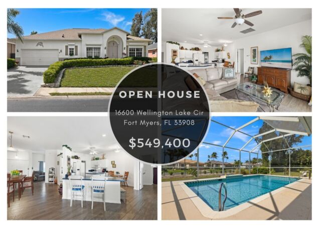 #OpenHouse Sunday (05/19), 11AM-2PM at 16600 Wellington Lakes Circle in the Wellington subdivision near Fort Myers Beach.

Gorgeous Pool Home  with 3 Bedrooms +Den/4th Bedroom, 2 Bathrooms, and 2,035 sq. ft. of living area in Wellington, Fort Myers
Loaded with upgrades including New Roof (2021), Electric Roll-Down Storm Shutters, Updated AC System (2019), New Exterior Paint, New Hot Water Heater (2020), and New Pool Heater & Pool Pump (2020). An open & bright plan that flows from room to room, and out to the screened lanai and pool. The exterior features a large covered lanai, heated pool with a beautiful waterfall feature, and full pool bath. Wood plank tile flooring throughout the home, Eat-in Kitchen with a breakfast bar and Island, Formal Dining Room, Living Room, Family Room with sliding glass doors to the pool deck, and Master Suite with two walk-in closets and sitting area.

Offered at $549,400
View Property - https://bit.ly/48NBLvj 

Call The Maciaszek Real Estate Agency at 239-851-7653 for more details

#SWFLRealEstate #FortMyers #Realtor #FortMyersRealEstate #FortMyersRealtor #SWFLRealtor
