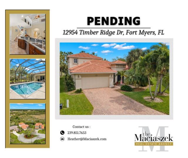 #UnderContract 🎉🎉 This gorgeous pool home nestled on an expansive cul-de-sac lot with tranquil preserve views in Timber Ridge is now under contract.

This property is a bird watcher's paradise. The layout incorporates a full Living, Dining & Family room, Master bedroom, and 2 Guest bedrooms downstairs with a roomy loft/bonus room upstairs. 

12954 Timber Ridge Dr, Fort Myers, FL 33913
View Property Tour - https://bit.ly/3wX5UuO

Need help Buying or Selling call The Maciaszek Real Estate Agency at 239-851-7653
#SWFLRealEstate #Pending #FortMyers #Realtor #FortMyersRealEstate #FortMyersRealtor #SWFLRealtor #Gateway