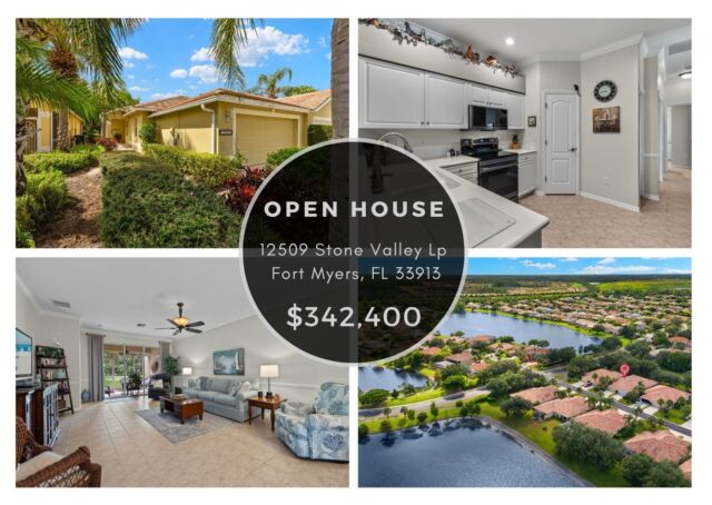 #OpenHouse Sunday (09/29), 11AM-2PM in Stoneybrook at Gateway. 
This lovely home has 2 Bedrooms +Den, 2 Full Bathrooms, 1,854 sq.ft of living space and a full sized 2-Car Garage. Featuring Updated AC (2019), Updated Hot Water Heater, and Black Stainless-Steel Appliances. Layout includes Open Kitchen w/Breakfast Bar & 2 Pantries, Formal Dining Room, Spacious Great Room, open Den, and a large Laundry Room with utility sink. Master Suite features His & Hers Walk-In Closets, Dual Sinks, Bay Windows, Walk-In Shower and Garden Tub. Exterior Includes 2 Car Garage, Lush Landscaping, Front Porch and Screened Lanai. Located within Stoneybrook at Gateway, which is an outstanding gated community with a manned security gate, pool, spa, clubhouse, fitness center, tennis courts, pickleball, basketball, volleyball, shaded park, baseball field & more! Low HOAs include all the amenities, community events, security, Xfinity Digital Cable for 5 TVs, Fiber Optic Internet, Lawn & Lawn Landscaping, some Exterior Maintenance, and more! 

12509 Stone Valley Lp, Fort Myers, FL 33913
Offered at $342,400
View Property Tour - https://bit.ly/3SYXHP8 

Call The Maciaszek Real Estate Agency  at 239-851-7653 for more info.
#SWFLRealEstate #FortMyers #Realtor #FortMyersRealEstate #FortMyersRealtor #SWFLRealtor #FloridaLiving #Gateway