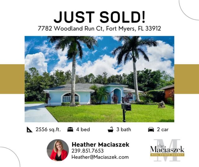 #JustSold 🎉🎉🏠 Congratulations to our buyer on the closing of this charming 4 bedroom, 3 bathroom, pool home with 2,556 square feet of living area in the Eagle Lake Estates. Hope you enjoy your new Florida pool home

Need help buying a home, contact The Maciaszek Real Estate Agency at 239-851-7653 for all your real estate needs.
#FortMyersRealtor #Closed #Realtor #FortMyersRealEstate #SWFLRealtor #SWFLRealEstate #Realtor