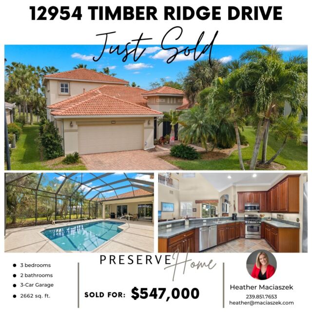 #JustSold ❤👈 This gorgeous pool home nestled on an expansive cul-de-sac lot with tranquil preserve views in Timber Ridge just closed for $547,000.

Congratulations to our fantastic seller on the closing of this well loved home, wishing you the best in your journey out west.

12954 Timber Ridge Dr, Fort Myers, FL 33913
View Property Tour - https://bit.ly/3wX5UuO

Need help selling your home, call The Maciaszek Real Estate Agency at 239-851-7653!
#SWFLRealEstate #Closed #FortMyers #Realtor #FortMyersRealEstate #FortMyersRealtor #SWFLRealtor #Gateway